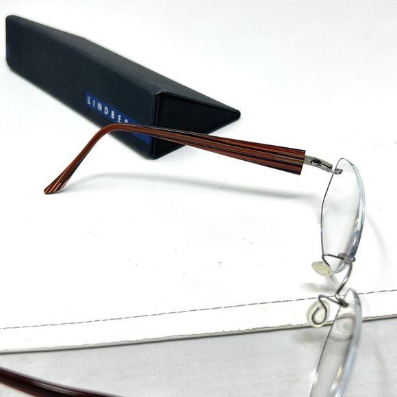 LINDBERG SPIRIT TITANIUM Eyeglasses Rimless Frame Striped Brown K50 Col. K31 - Picture 5 of 16